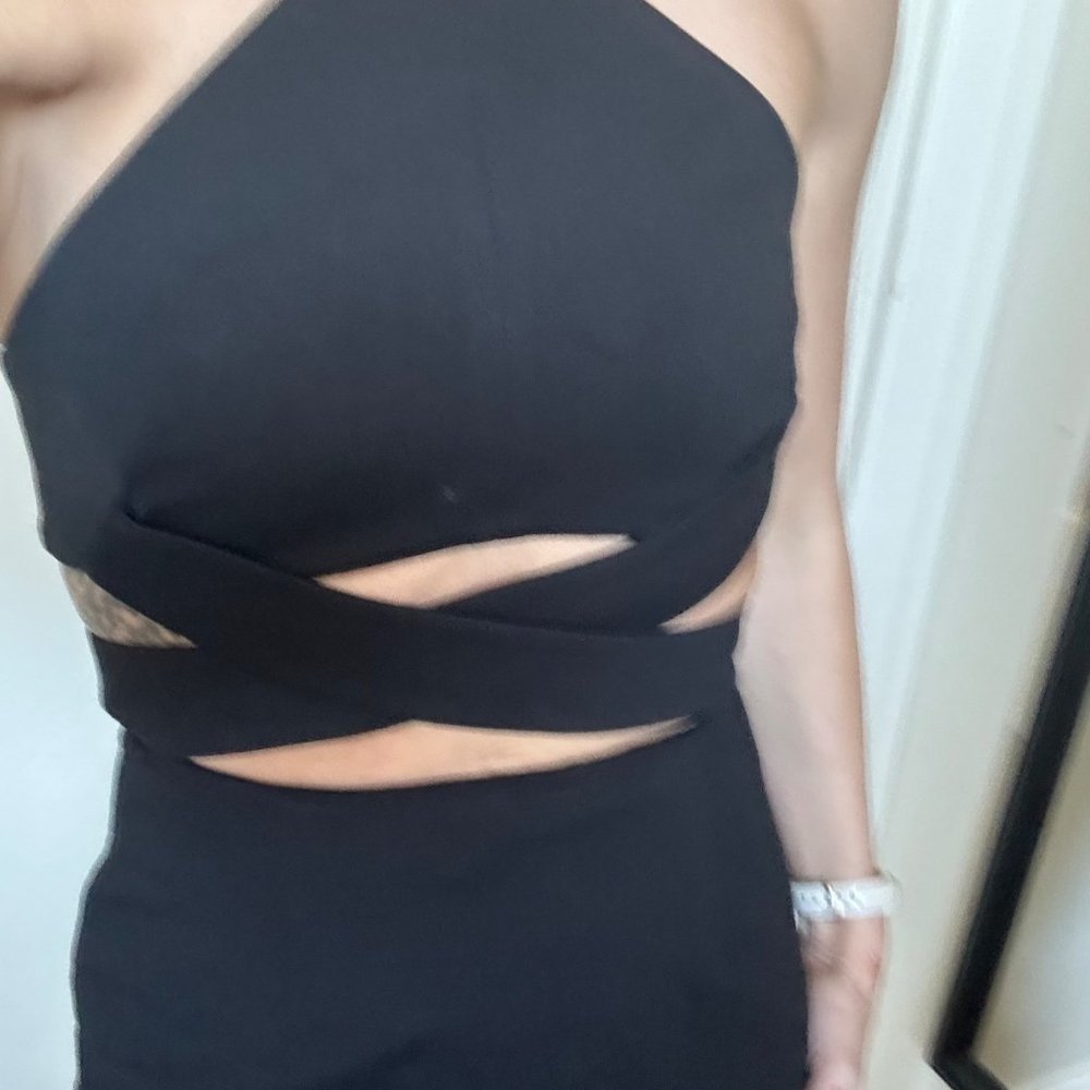 REVOLVE Nicholas black sleeveless cutouts cut outs formal dress gown - Picture 5 of 12